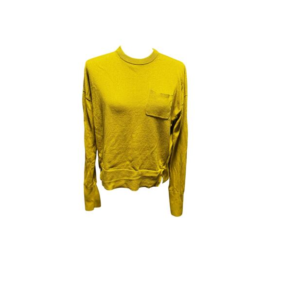 Alex Mill Boxy Pocket Merino Cotton Crewneck Sweater in Chartreuse Yellow (XS) - Picture 1 of 6